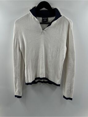 Vintage Ralph Lauren Polo Jeans Co Quarter Zip Sweater – Men’s XL White Navy
